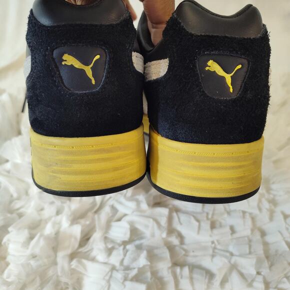 Puma Slipstream Shoes Mens Size 13 Black Yellow Suede Leather Anti Shock System - Picture 9 of 16